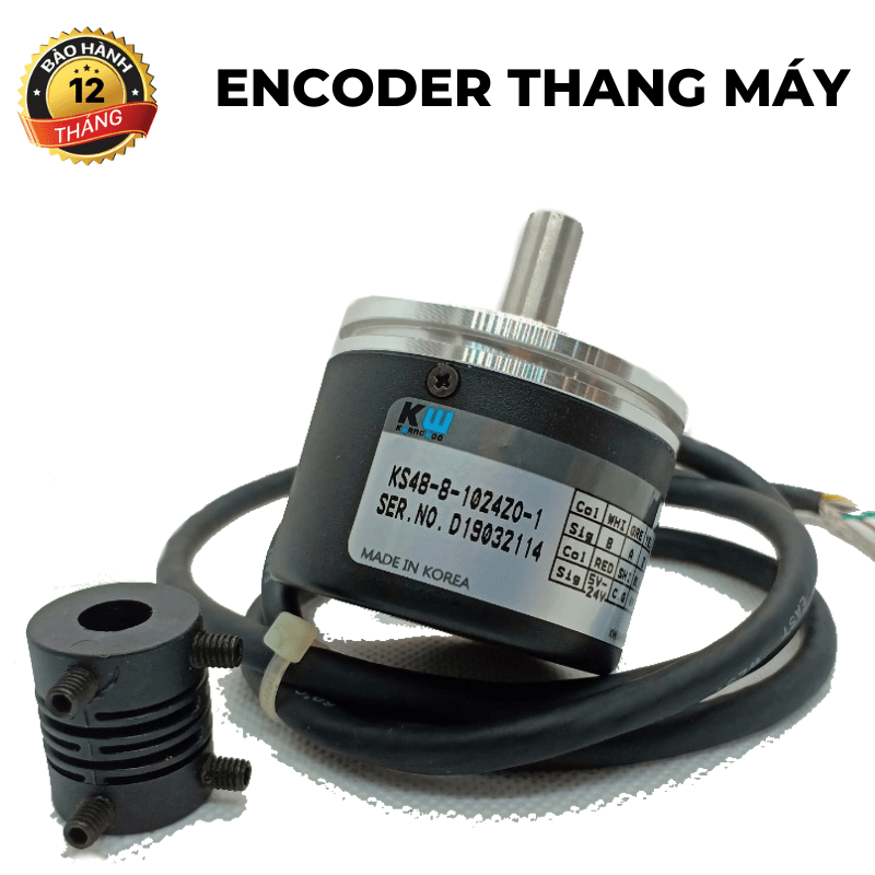 Encoder thang máy<br>trục lồi 8 mm, 1024 xung A,B,Z, 5-24v