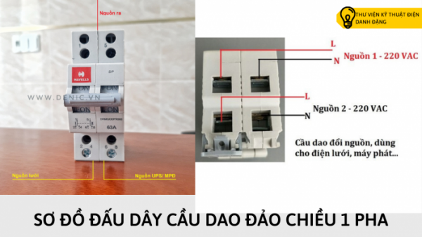 Sơ đồ đấu cầu dao đảo chiều 1 pha