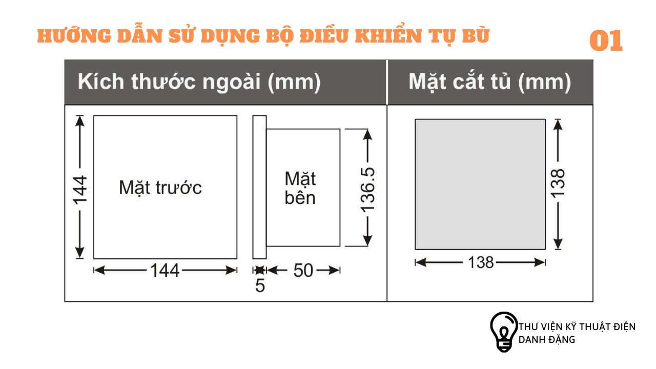 KÍCH THƯỚC BỘ ĐIỀU KHIỂN TỤ BÙ