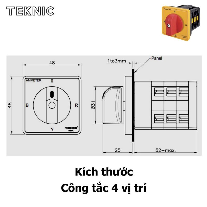 công tắc chuyển mạch ampe 4 vị trí