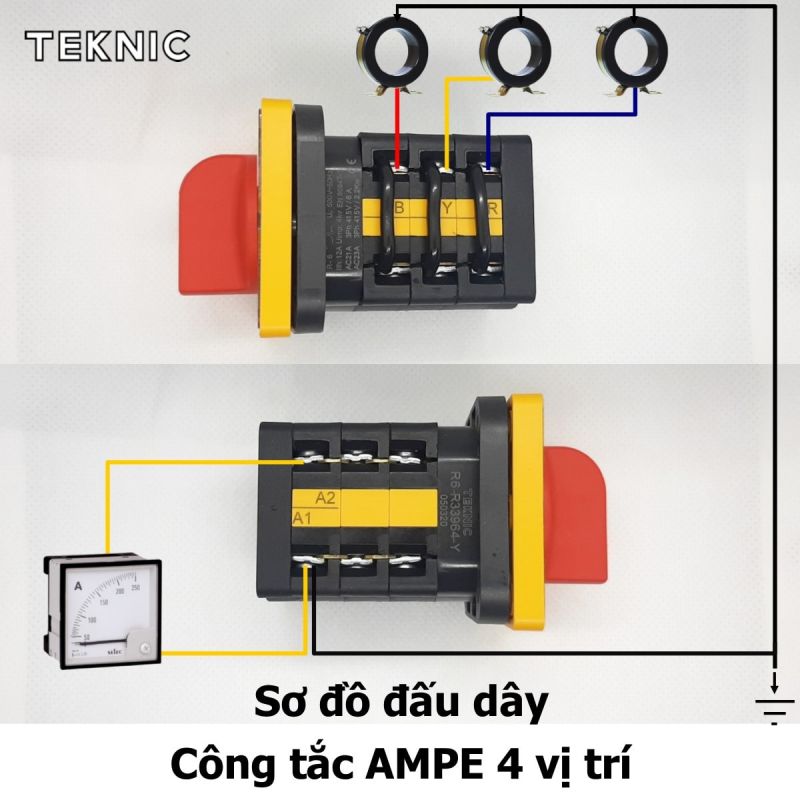 SƠ ĐỒ ĐẤU DÂY CÔNG TẮC CHUYỂN MẠCH AMPE 4 VỊ TRÍ